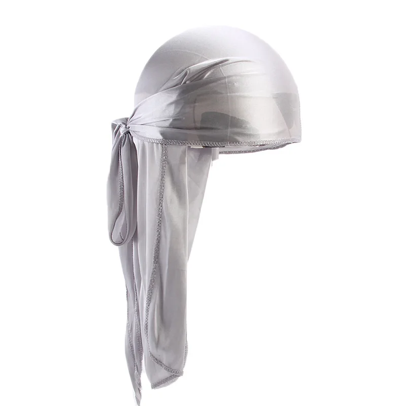 Unisex Silky Long Tail Durag Pirate Hat Turban Fashion Headwraps Cap Bandana Women Men Headwear Caps Hijab Hair Accessories 