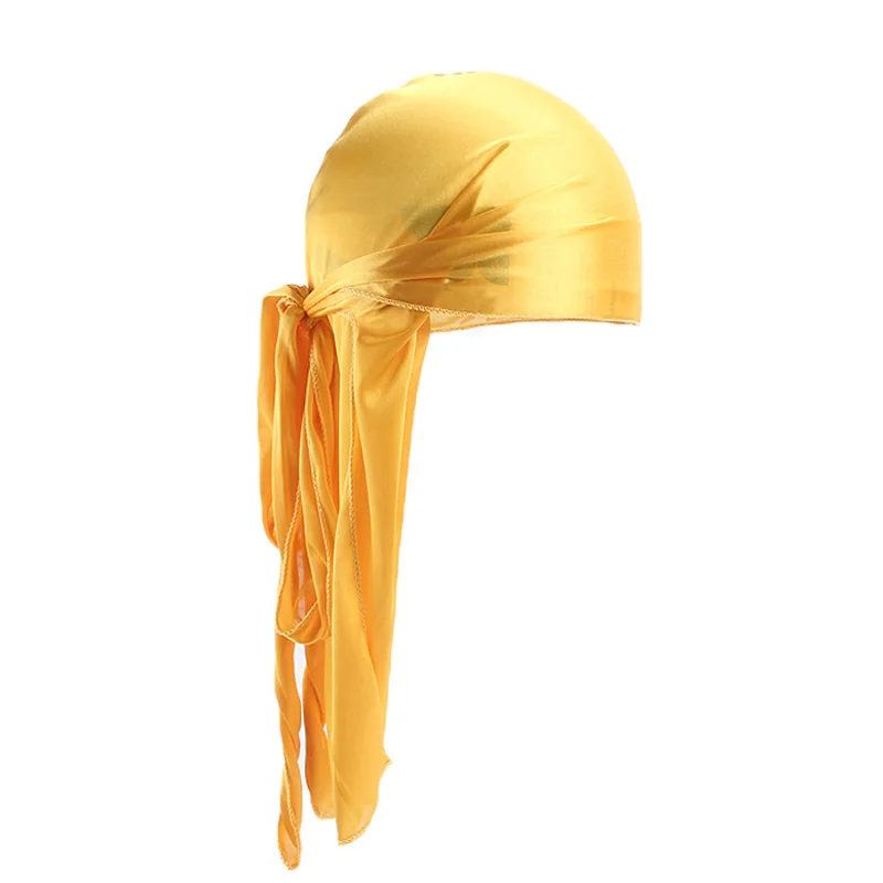 Unisex Silky Long Tail Durag Pirate Hat Turban Fashion Headwraps Cap Bandana Women Men Headwear Caps Hijab Hair Accessories 