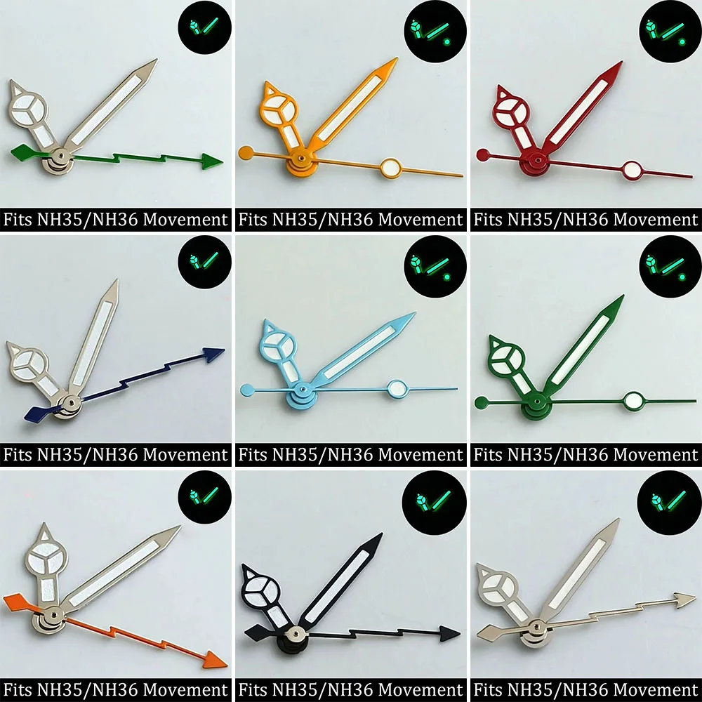 High Quality Watch Hands Blue-Green/Green Luminous Hands Suitable for N H35 NH36/ETA 2836 2824/8205 8215 Movements
