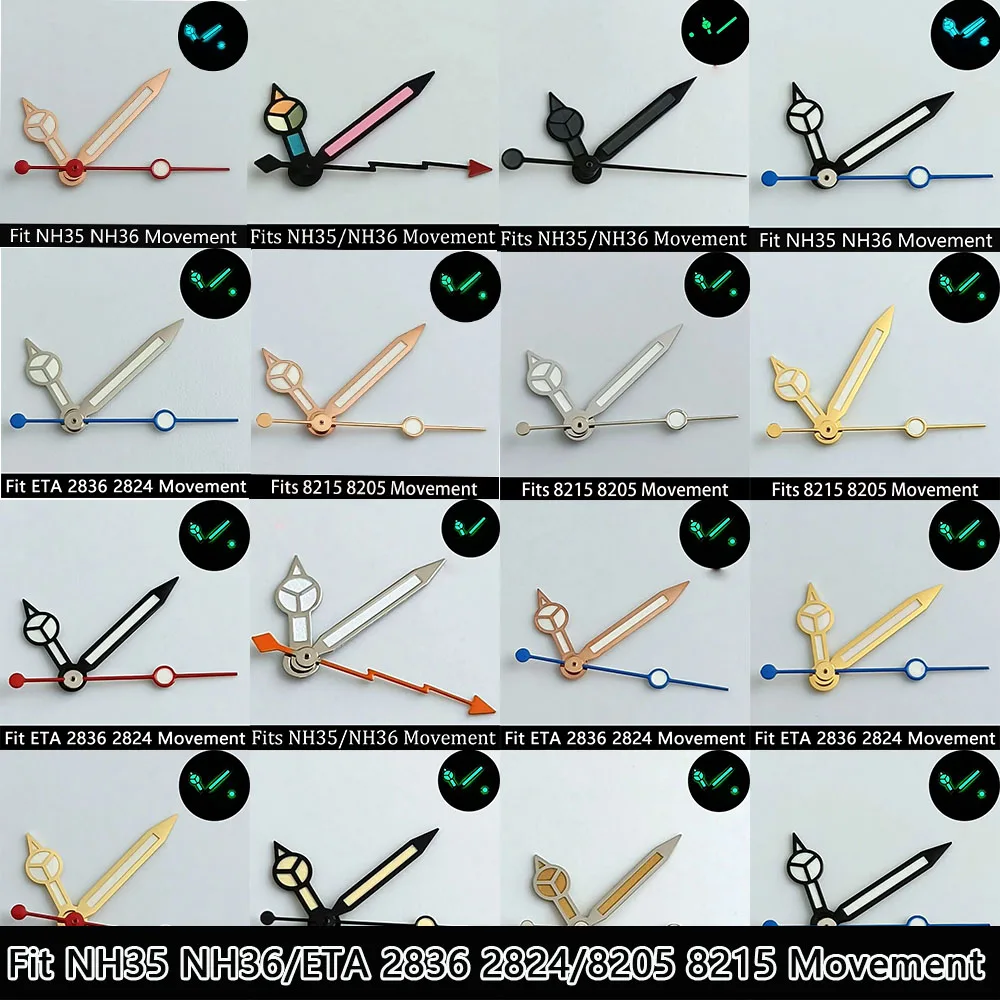 High Quality Watch Hands Blue-Green/Green Luminous Hands Suitable for N H35 NH36/ETA 2836 2824/8205 8215 Movements