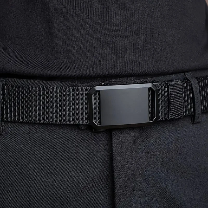 New Automatic Buckle Belt, Canvas Tactical Workwear Casual Outdoor Military Training Pants Belt For Men