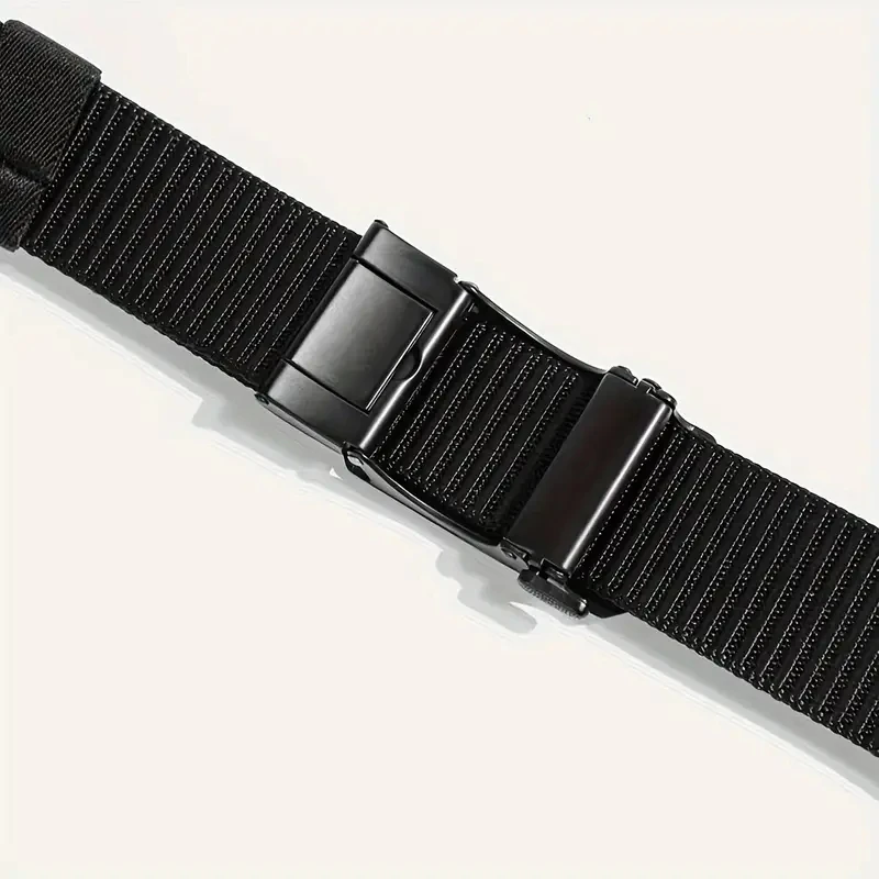 New Automatic Buckle Belt, Canvas Tactical Workwear Casual Outdoor Military Training Pants Belt For Men