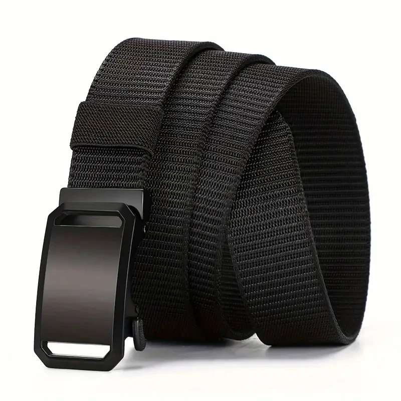 New Automatic Buckle Belt, Canvas Tactical Workwear Casual Outdoor Military Training Pants Belt For Men