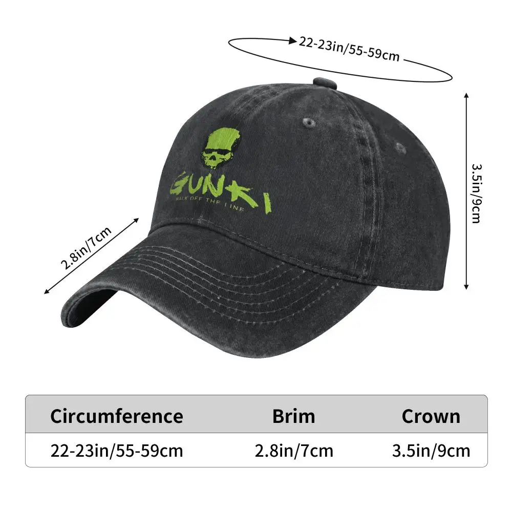 Gunki Green Logo Washed Baseball Cap Skull Fashion Trucker Hat Summer Unisex Teens Hiking Fishing Sunscreen Baseball Caps