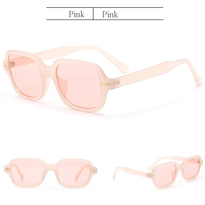 OEC CPO Fashion Unisex Square Sunglasses Men Women Fashion Small Frame Yellow Sunglasses Female Retro Rivet Glasses UV400 O403