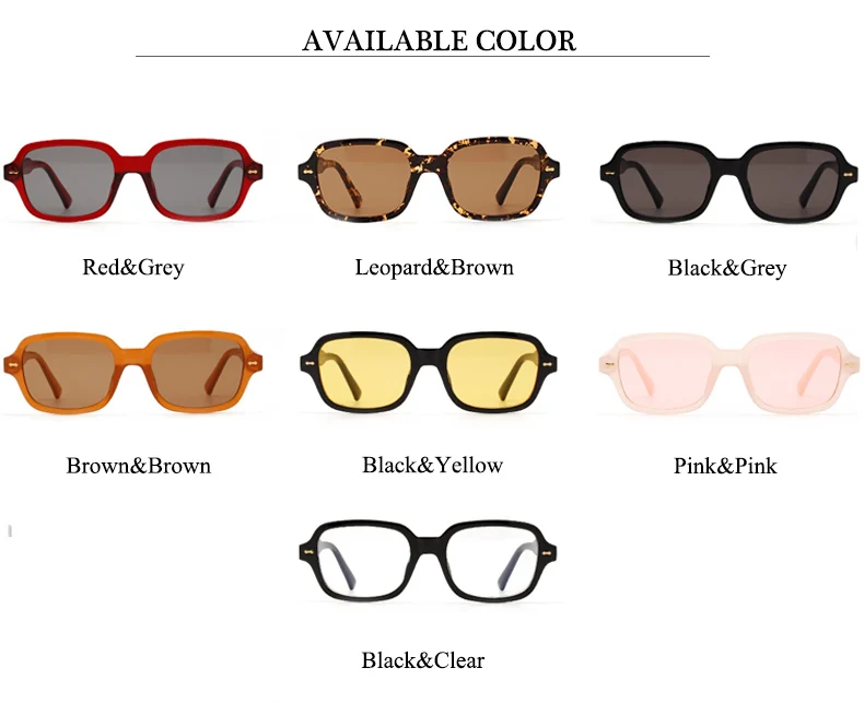 OEC CPO Fashion Unisex Square Sunglasses Men Women Fashion Small Frame Yellow Sunglasses Female Retro Rivet Glasses UV400 O403