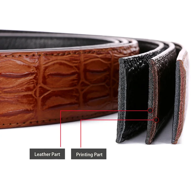 MYMC 3.5cm Men Two Layer Cowhide Belt without Buckle for Automatic Buckle DIY Belt Universal Belts WaistBand Textil Printing