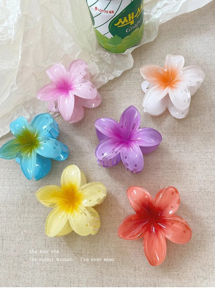 4PCS Fashion Women Flower Hair Clips Vacation Bohemia Egg Flower Hair Clips Barrettes Girls Large Hairpins Hair Accessories.
