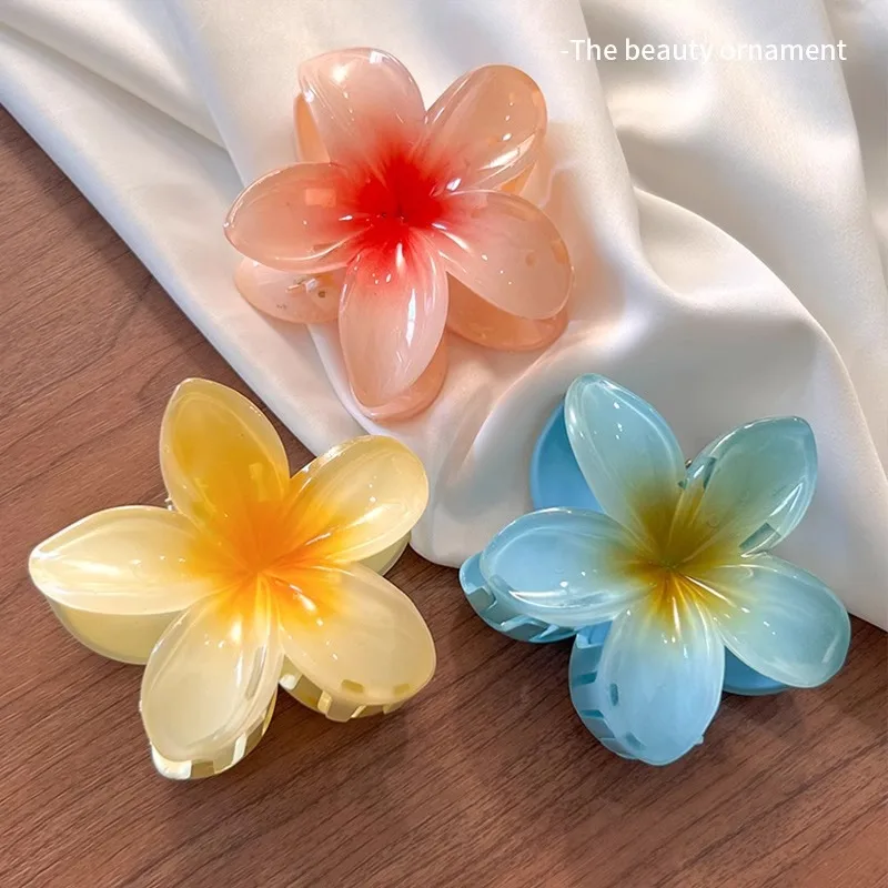4PCS Fashion Women Flower Hair Clips Vacation Bohemia Egg Flower Hair Clips Barrettes Girls Large Hairpins Hair Accessories.