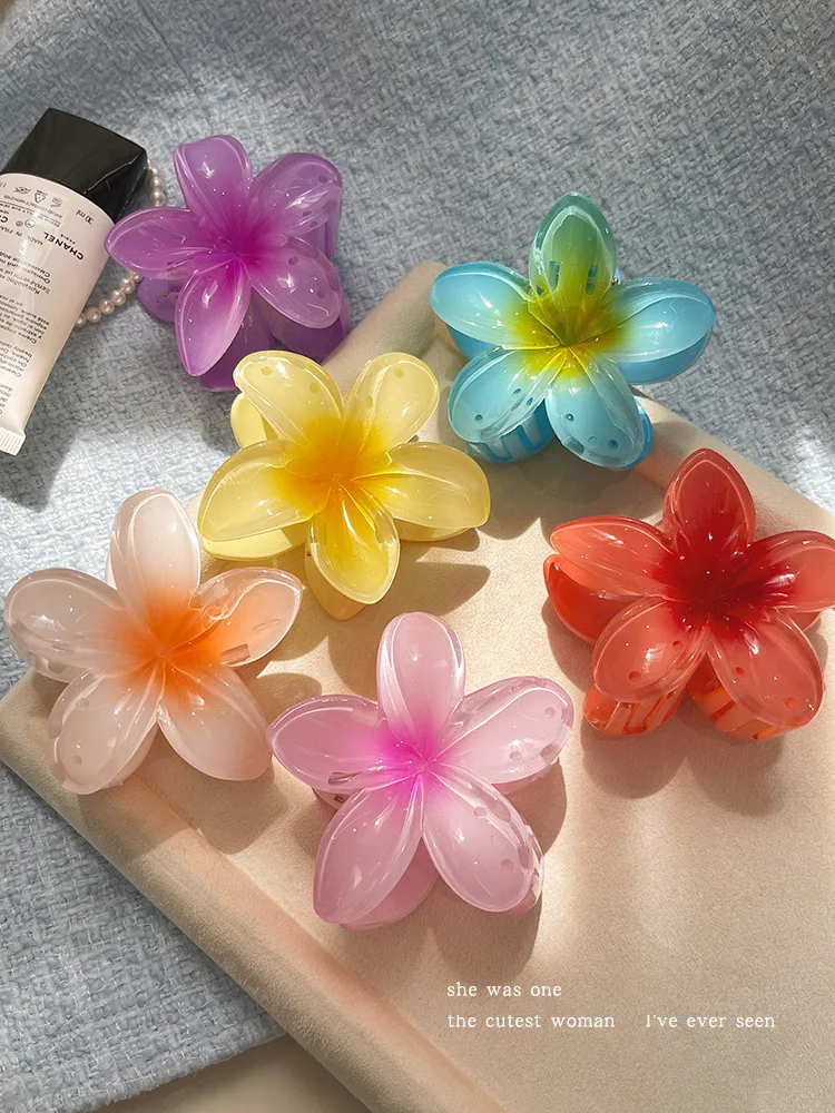 4PCS Fashion Women Flower Hair Clips Vacation Bohemia Egg Flower Hair Clips Barrettes Girls Large Hairpins Hair Accessories.