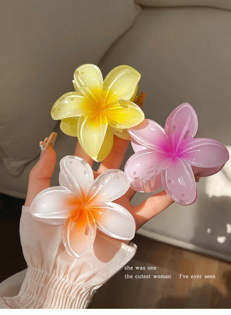 4PCS Fashion Women Flower Hair Clips Vacation Bohemia Egg Flower Hair Clips Barrettes Girls Large Hairpins Hair Accessories.