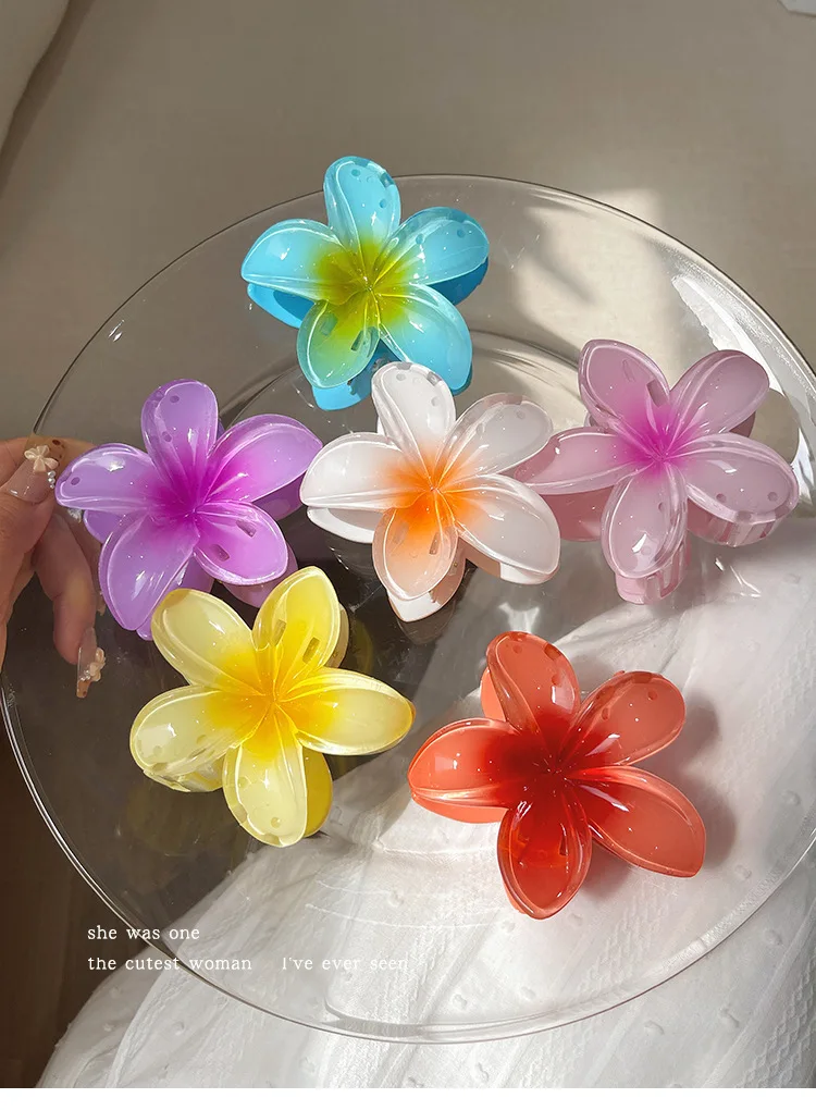 4PCS Fashion Women Flower Hair Clips Vacation Bohemia Egg Flower Hair Clips Barrettes Girls Large Hairpins Hair Accessories.