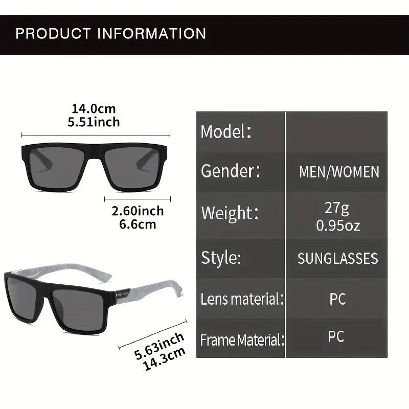 Fashion Vintage Square Polarized Sunglasses Men Women Driving Fishing Luxury Brand Designer Sun Glasses Driver's Eyewear UV400