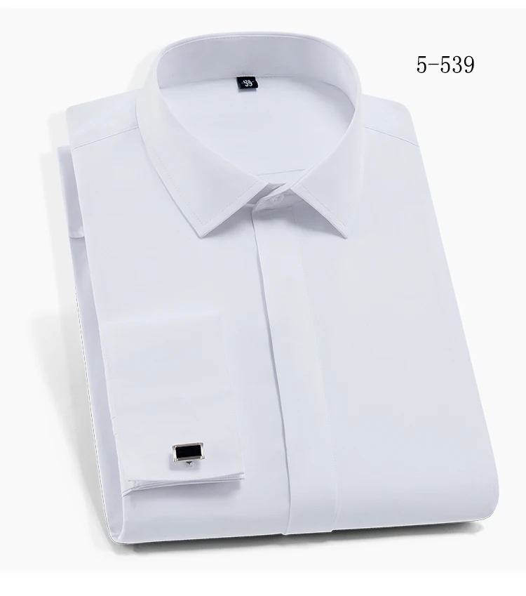 Men's French Cuffs Dress Shirt Long Sleeve Fit Elegant Gentleman Romantic Wedding Party Business Fashion White Shirts