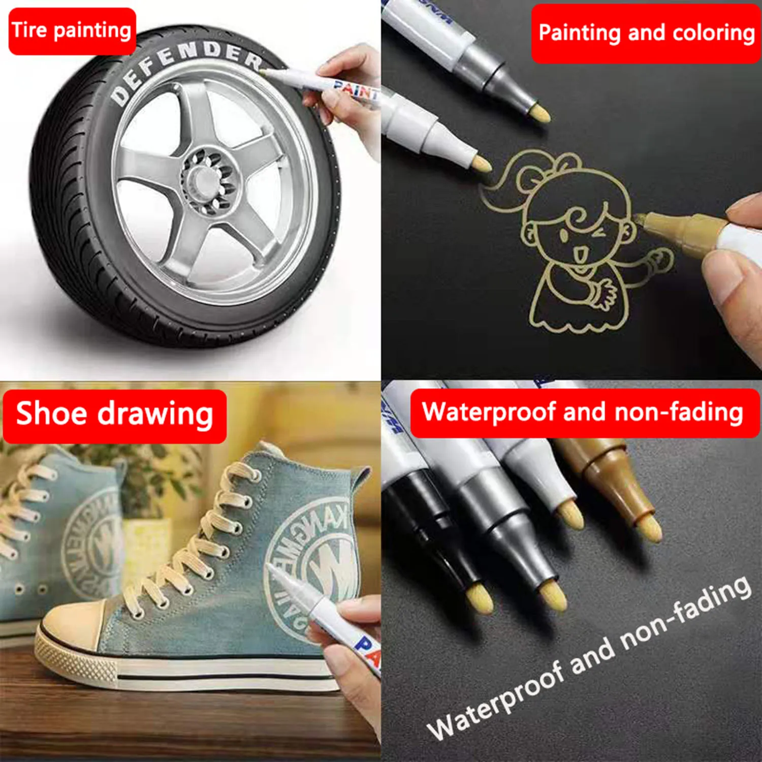 1/3/5/10pcs White Marker Pens set 2.0mm Oily Waterproof Gel Pen Graffiti Sketching Marker Stationery Writing School supplies