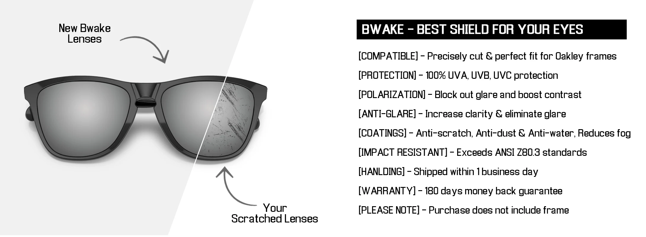 Bwake Polarized Replacement Lenses for-Ray-Ban Liteforce RB4195 52mm RB4195-52 Sunglasses Frame - Multiple Options
