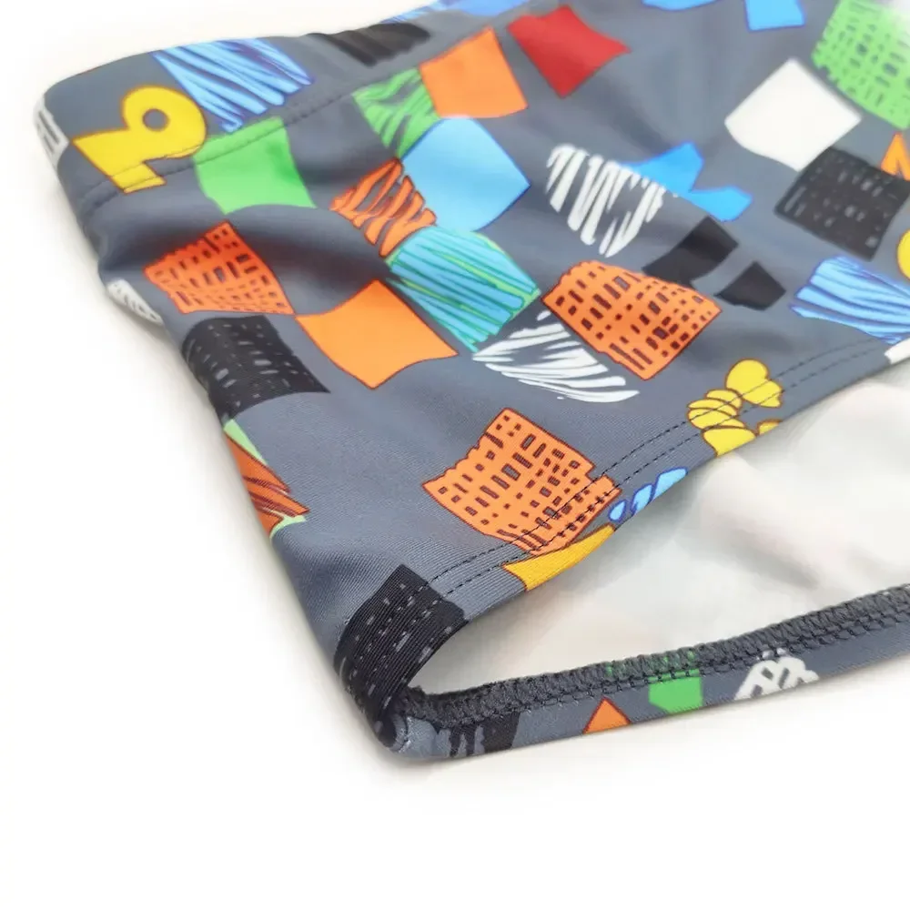 Sexy Summer Men Swimwear Swimsuits Square Graffiti Surf Swim Boxer Briefs Bikini Shorts Beach Trunks Boardshorts Brazilian Cut