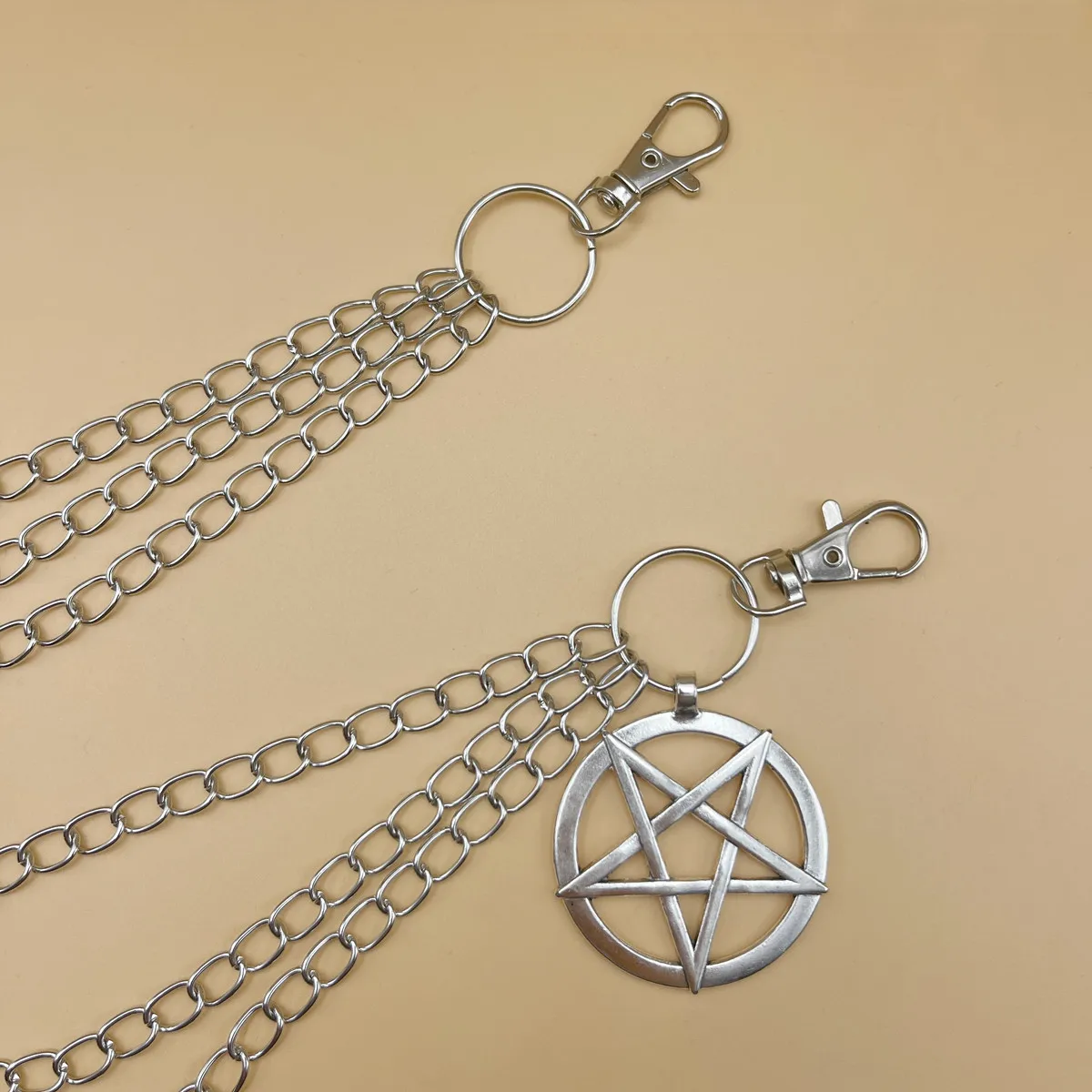 Punk Pants Chain Pentagram Keychains for Men Women Jean Trouser Biker Chains Harajuku Goth Jewelry Gothic Rock Emo Accessories