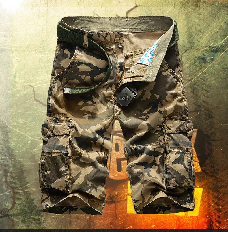 No Belt Camouflage Camo Cargo Shorts Men 2026 New Mens Casual Shorts Male Loose Work Shorts Man Military Short Pants Plus Size