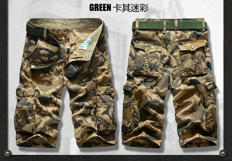 No Belt Camouflage Camo Cargo Shorts Men 2026 New Mens Casual Shorts Male Loose Work Shorts Man Military Short Pants Plus Size