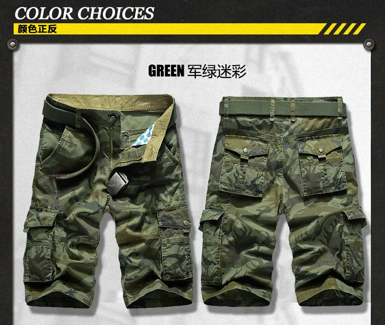 No Belt Camouflage Camo Cargo Shorts Men 2026 New Mens Casual Shorts Male Loose Work Shorts Man Military Short Pants Plus Size