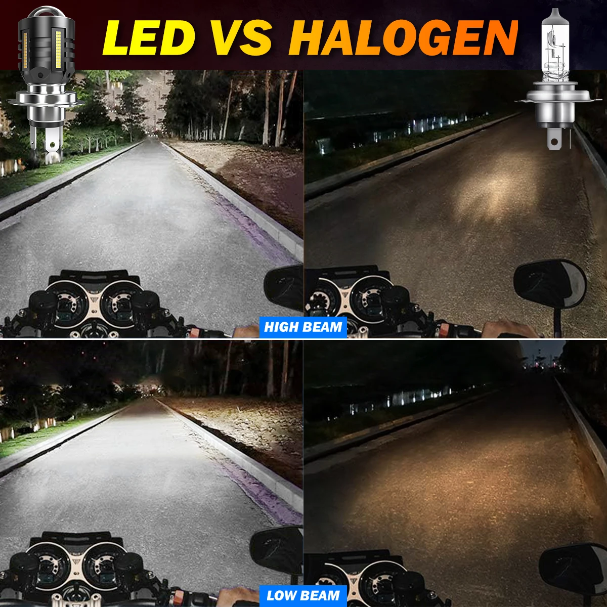 1pcs 9003 H4 Led Motorcycle Headlight 12V H4 Led Moto Bulbs 16000LM Super Bright 6500K White Motorbike Head Lamp Accessories
