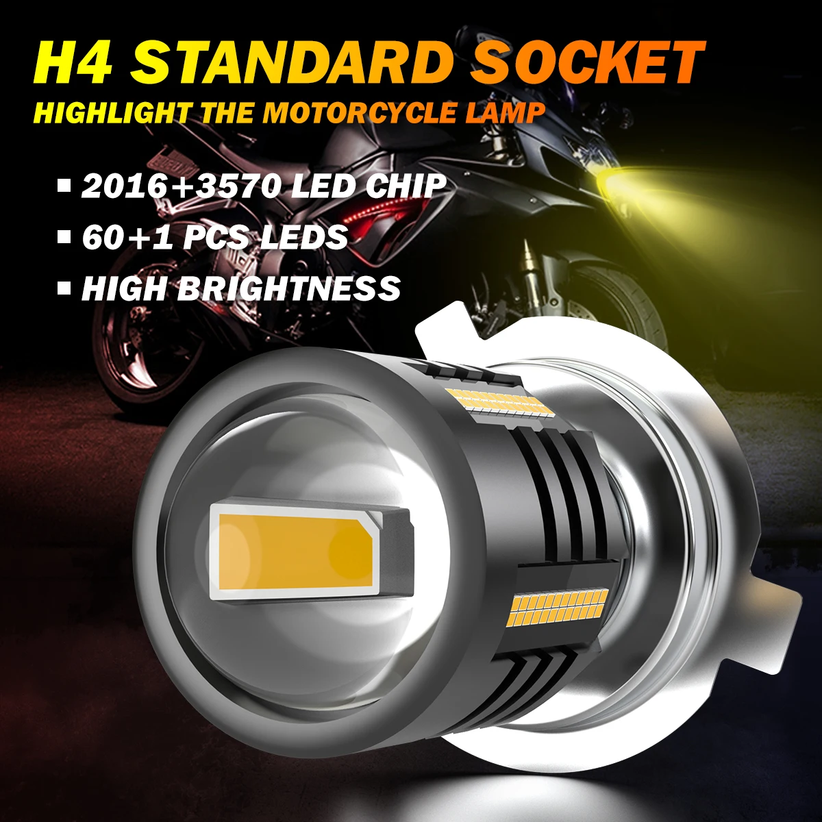 1pcs 9003 H4 Led Motorcycle Headlight 12V H4 Led Moto Bulbs 16000LM Super Bright 6500K White Motorbike Head Lamp Accessories