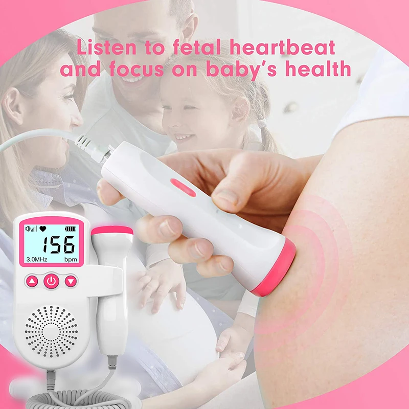 3.0 Fetal Doppler Hand-held Pocket Portable Sound Baby Heart Pregnancy Ultrasound Fetal Detector Machine Baby Heart Rate Monitor