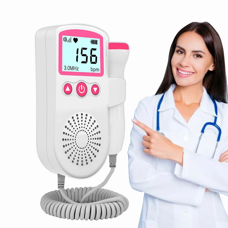 3.0 Fetal Doppler Hand-held Pocket Portable Sound Baby Heart Pregnancy Ultrasound Fetal Detector Machine Baby Heart Rate Monitor