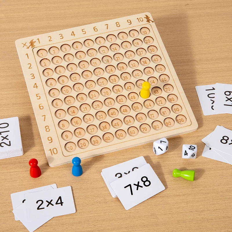 Wooden 99 Multiplication Board Montessori Arithmetic Toys Multiplication Table Math Learning Counting Teaching Aids for Kids