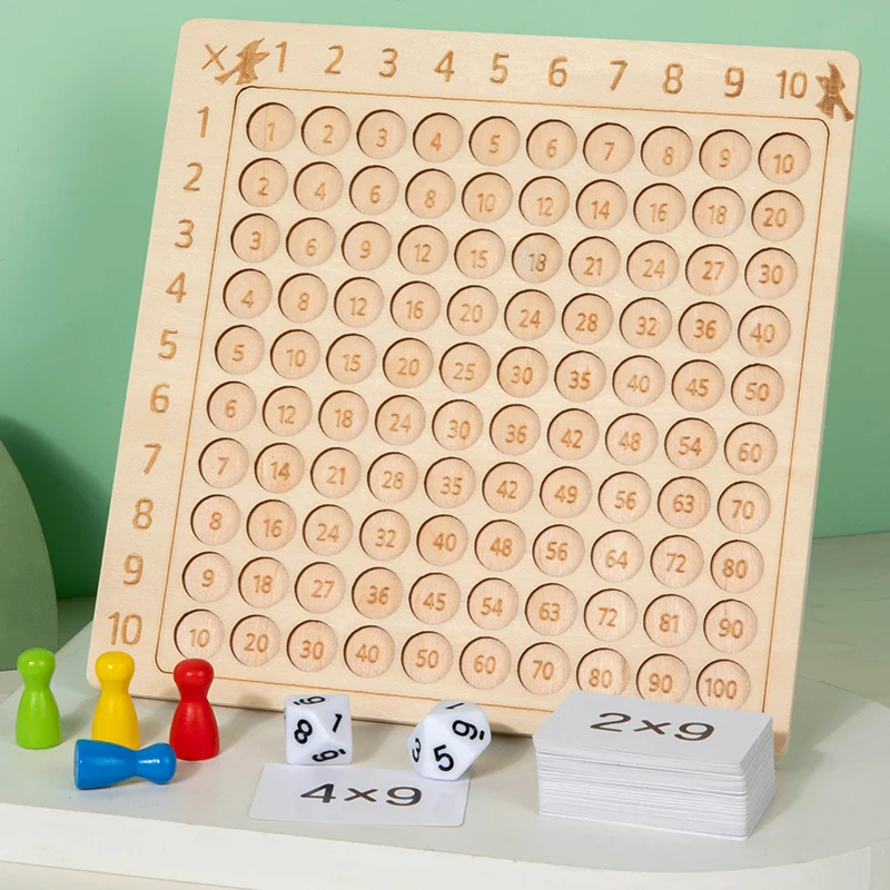 Wooden 99 Multiplication Board Montessori Arithmetic Toys Multiplication Table Math Learning Counting Teaching Aids for Kids