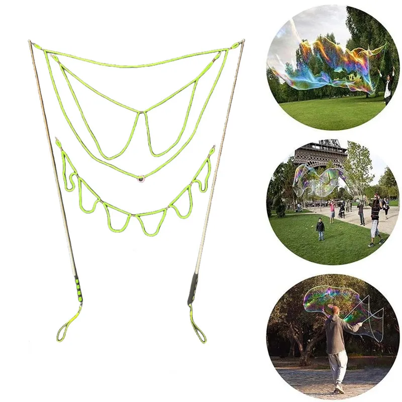 Giant Bubble Blowing Prop Large Size Adjustable Outdoor 1 2 6 Hole Bubble Rope Double Rod Magic Soap Bubble Performance Toy