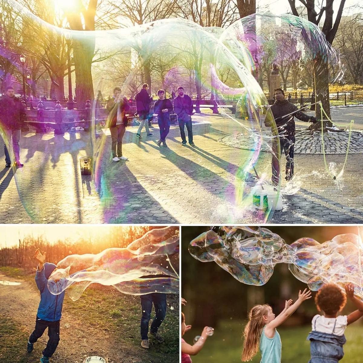 Giant Bubble Blowing Prop Large Size Adjustable Outdoor 1 2 6 Hole Bubble Rope Double Rod Magic Soap Bubble Performance Toy