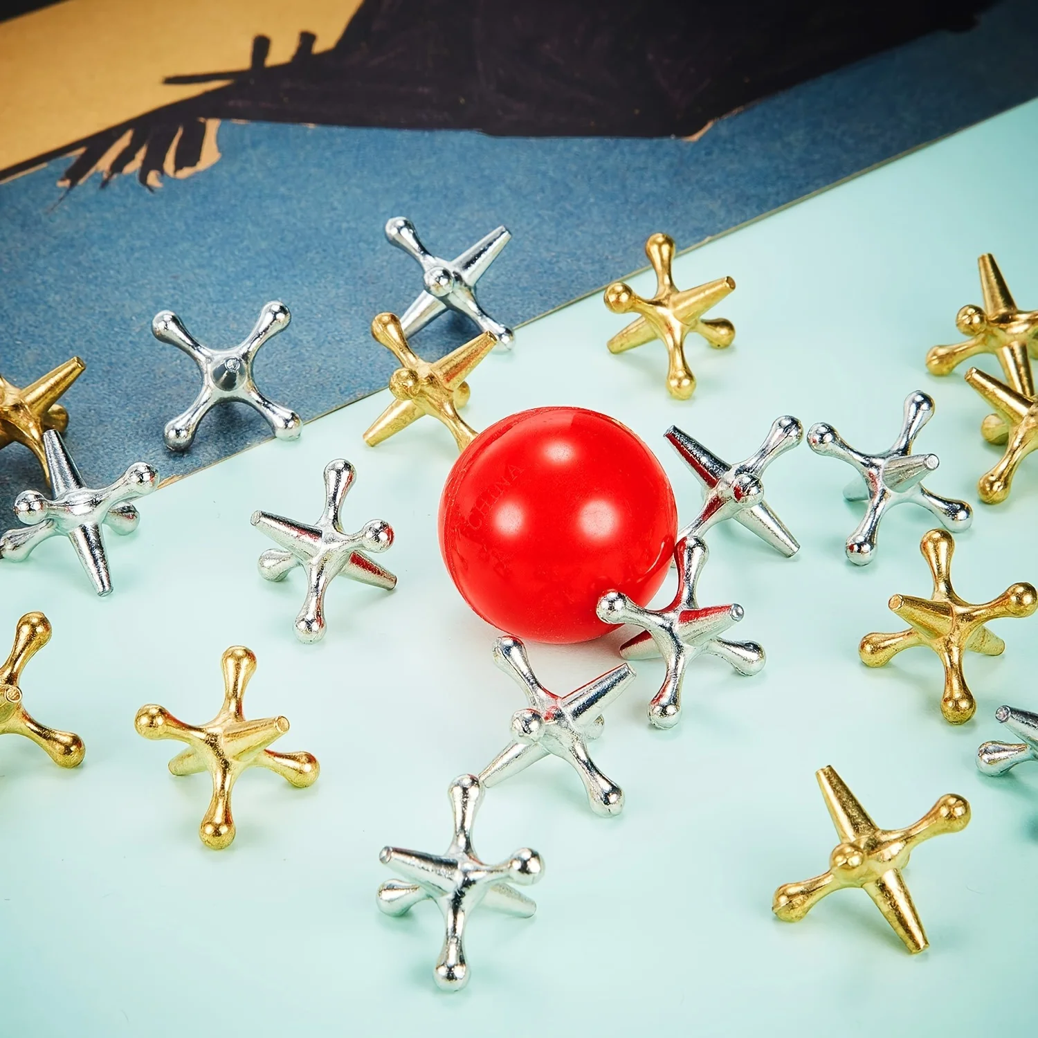 Classic Mini Metal Jack Game Set With Bouncy Ball - Perfect For Family Fun, Party Favors & Gifts | Zinc Alloy, Ages 14+