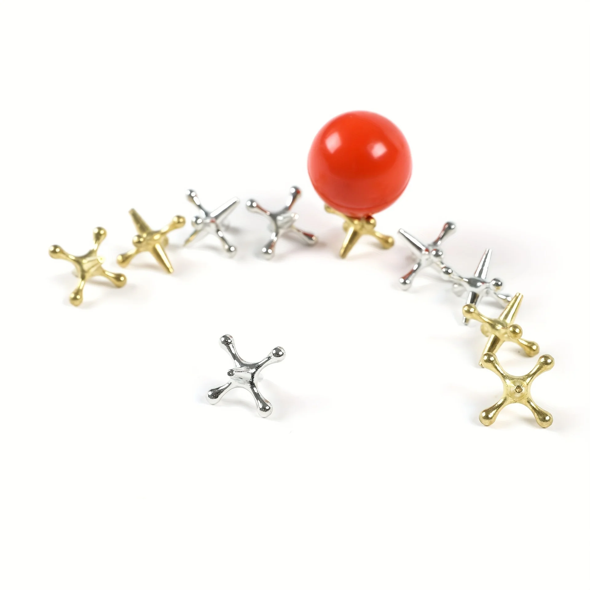 Classic Mini Metal Jack Game Set With Bouncy Ball - Perfect For Family Fun, Party Favors & Gifts | Zinc Alloy, Ages 14+