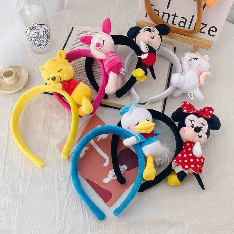 Disney Cartoon Winnie the Pooh Headband Girls Suelly Plush Ears Hair Bands Baby Eeyore Headwear Kid Fall Winter Hair Accessories