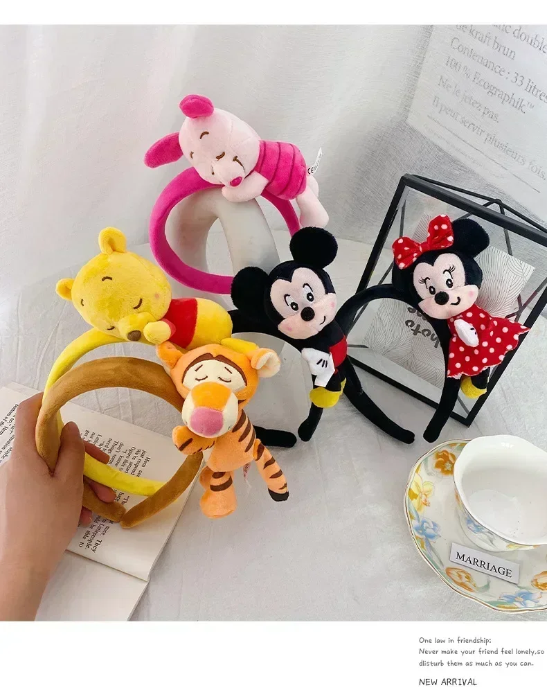 Disney Cartoon Winnie the Pooh Headband Girls Suelly Plush Ears Hair Bands Baby Eeyore Headwear Kid Fall Winter Hair Accessories