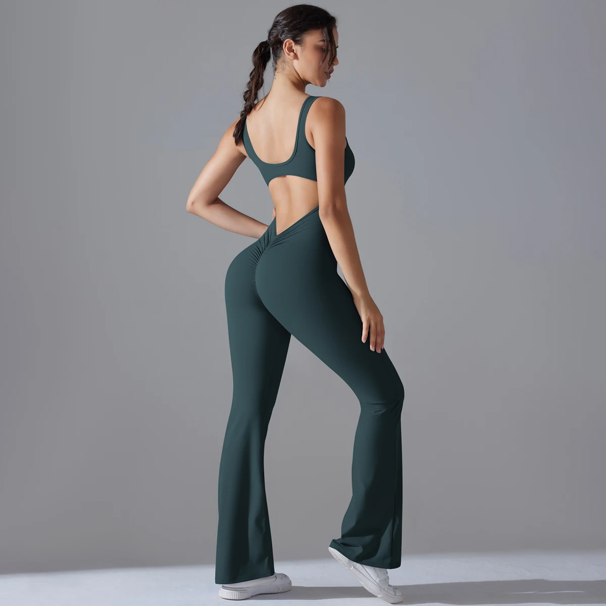 Sexy Back V Jumpsuit Gym Set Women Training Yoga Suit Sportswear Women Sports Jumpsuit Fitness Rompers Stretch Workout Bodysuits