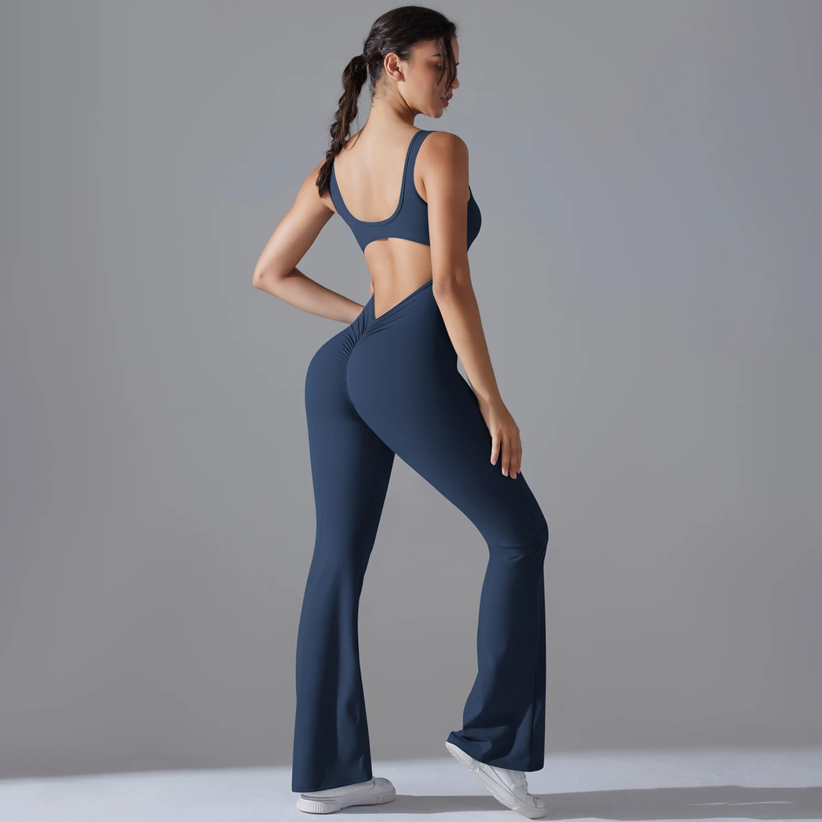 Sexy Back V Jumpsuit Gym Set Women Training Yoga Suit Sportswear Women Sports Jumpsuit Fitness Rompers Stretch Workout Bodysuits