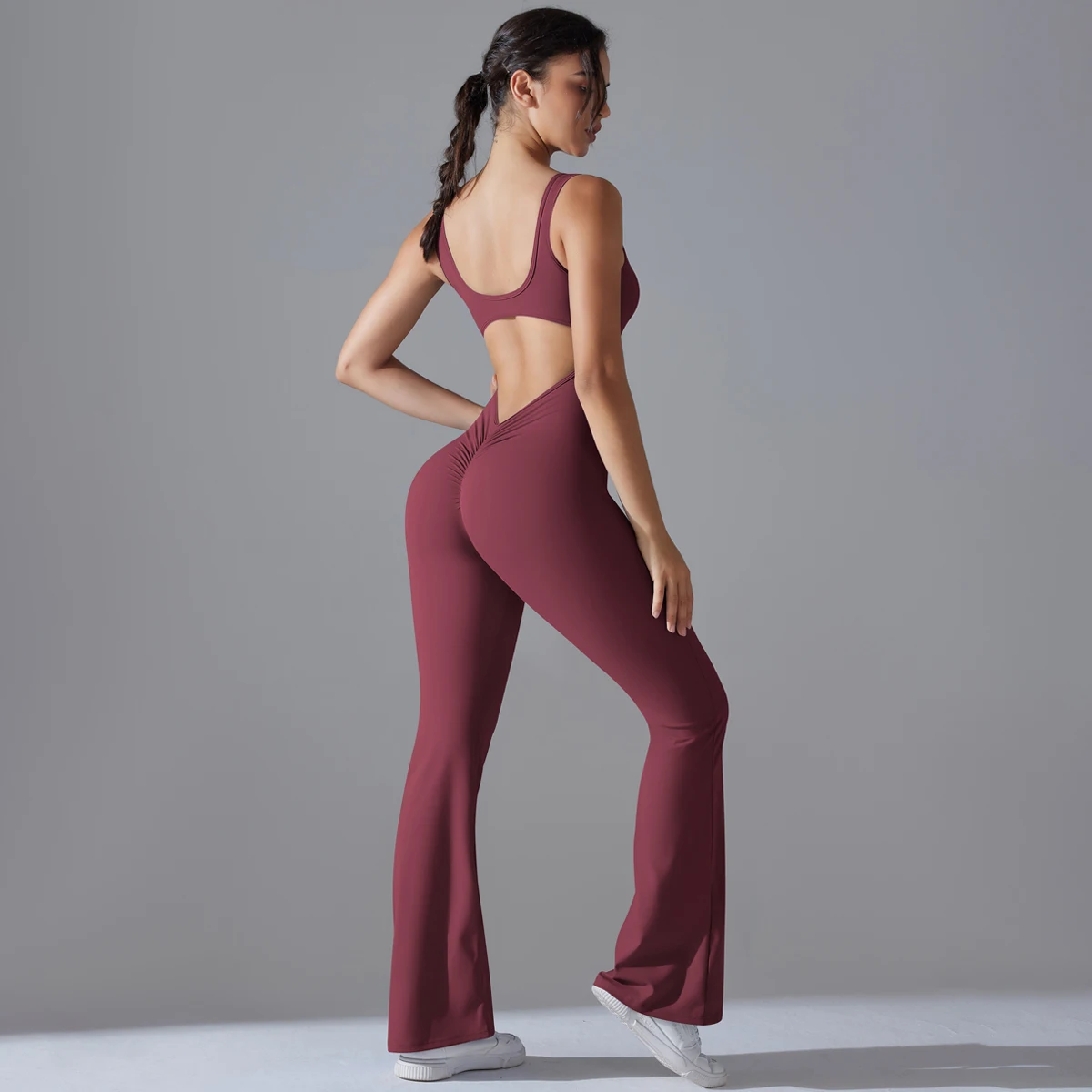 Sexy Back V Jumpsuit Gym Set Women Training Yoga Suit Sportswear Women Sports Jumpsuit Fitness Rompers Stretch Workout Bodysuits