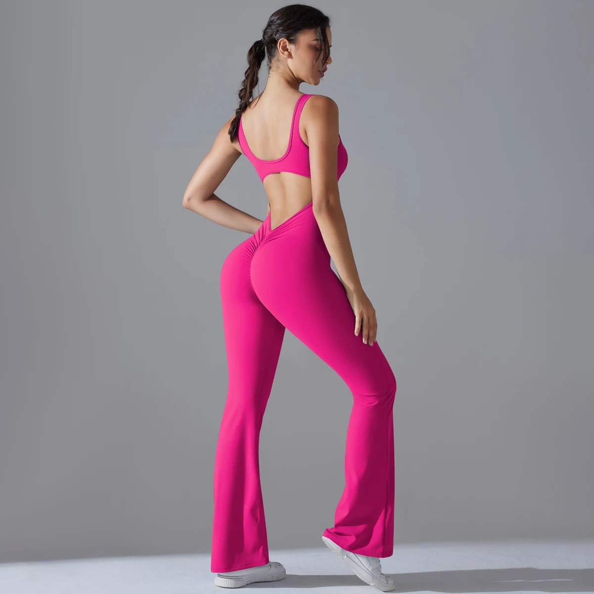 Sexy Back V Jumpsuit Gym Set Women Training Yoga Suit Sportswear Women Sports Jumpsuit Fitness Rompers Stretch Workout Bodysuits