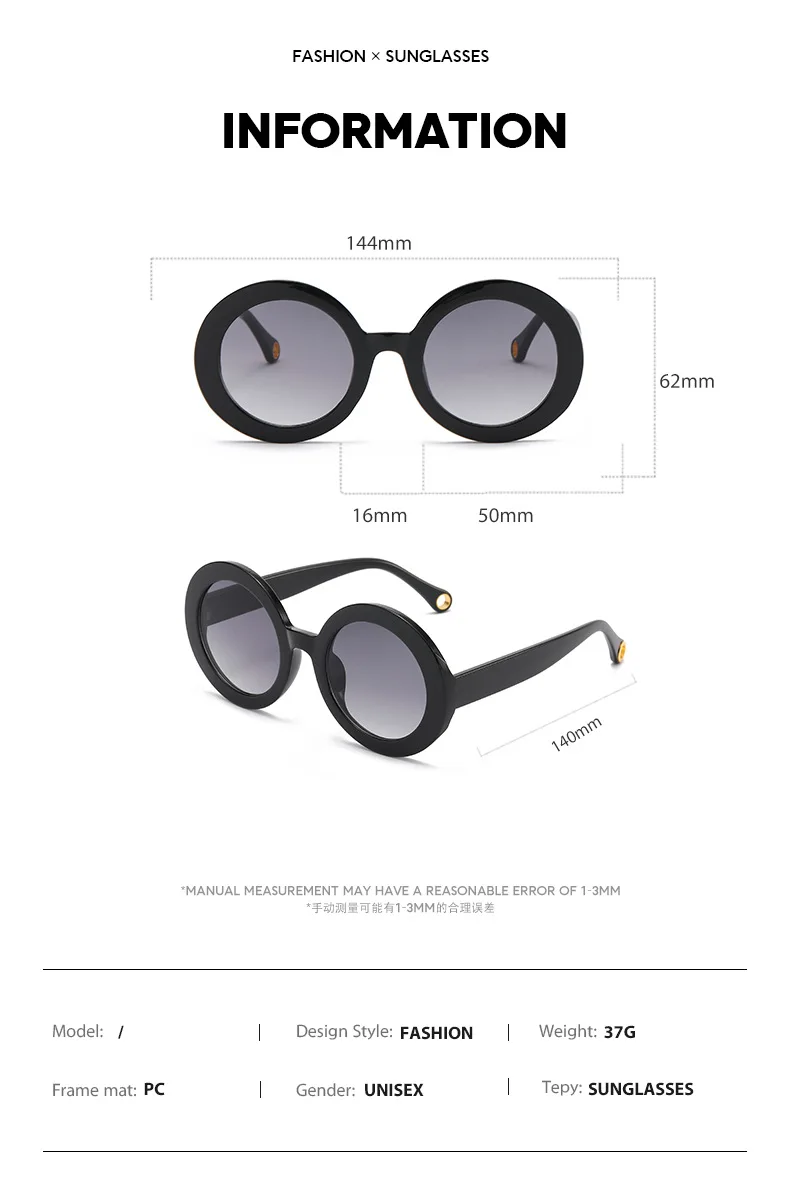 Punk Colorful Round Sunglasses New Women Men Fashion Gradient Sun Glasses Female Brand Designer Candy Color Eyewear Shades UV400