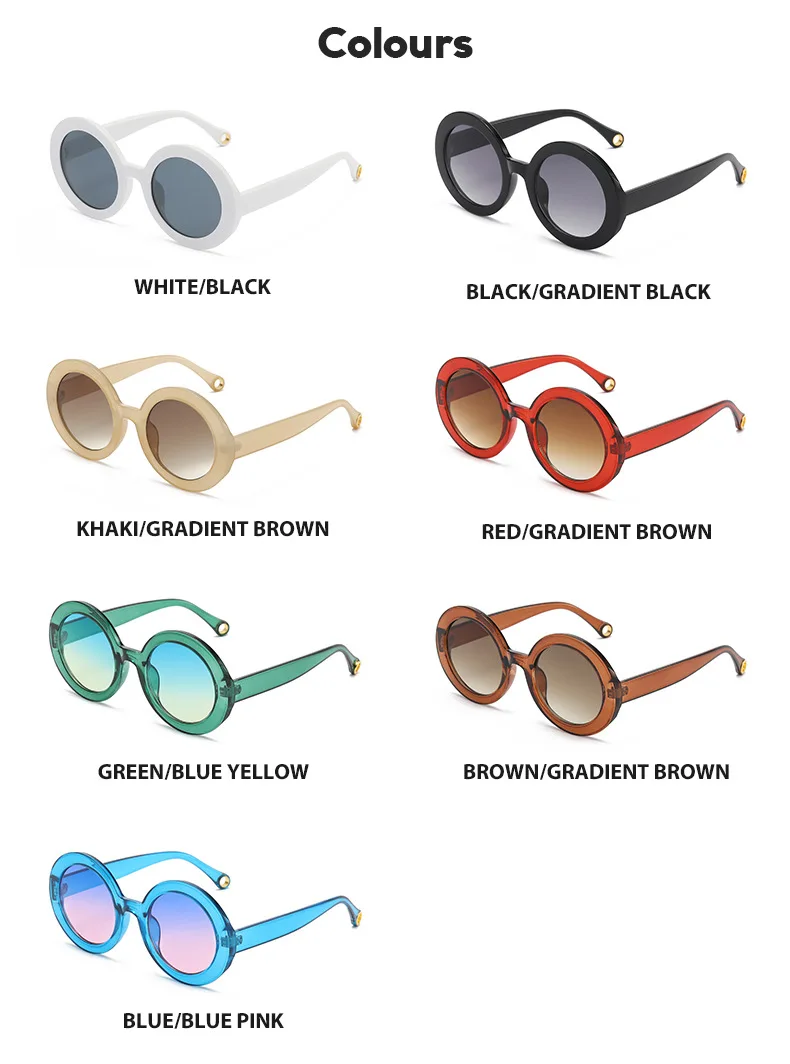 Punk Colorful Round Sunglasses New Women Men Fashion Gradient Sun Glasses Female Brand Designer Candy Color Eyewear Shades UV400