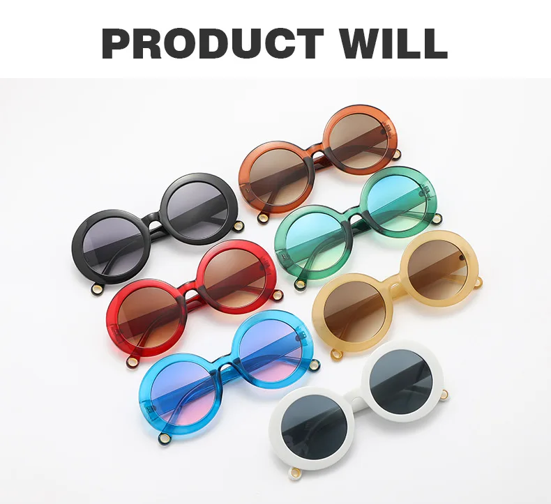 Punk Colorful Round Sunglasses New Women Men Fashion Gradient Sun Glasses Female Brand Designer Candy Color Eyewear Shades UV400