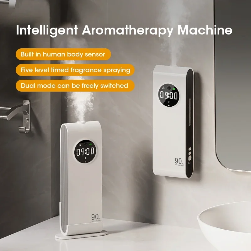 Automatic Sensor Aromatherapy Machine Wall-Mounted Fragrance Usb Rechargeable Deodorant Home Fragrance With Clock Function