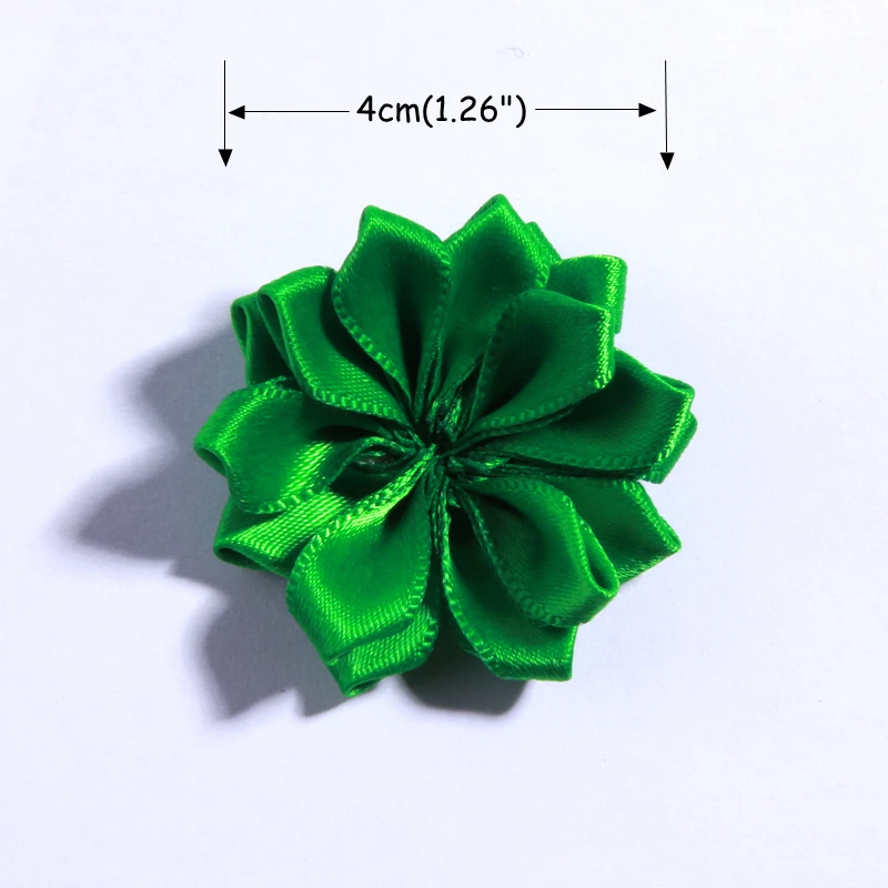 10PCS 4CM Mini Satin Ribbon Solid Flower For Hair Accessories Multilayer Star Shaped Silk Fabric Flowers For Girl Headband