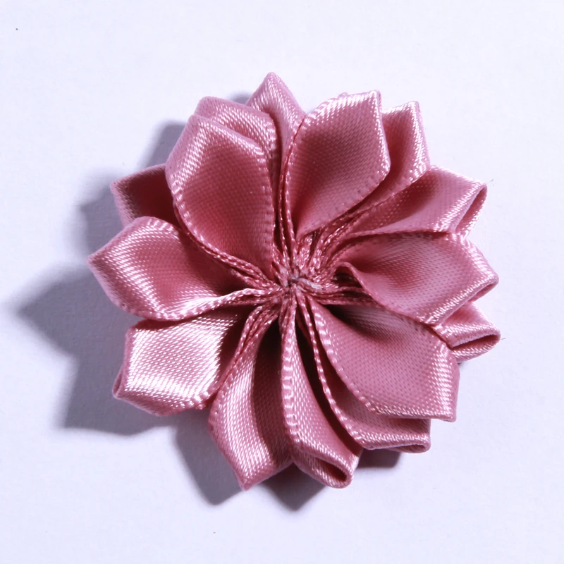 10PCS 4CM Mini Satin Ribbon Solid Flower For Hair Accessories Multilayer Star Shaped Silk Fabric Flowers For Girl Headband