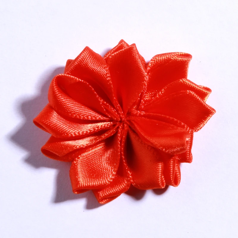 10PCS 4CM Mini Satin Ribbon Solid Flower For Hair Accessories Multilayer Star Shaped Silk Fabric Flowers For Girl Headband