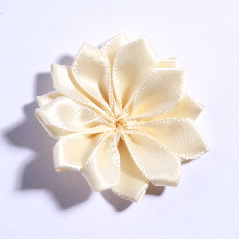 10PCS 4CM Mini Satin Ribbon Solid Flower For Hair Accessories Multilayer Star Shaped Silk Fabric Flowers For Girl Headband