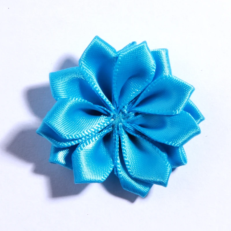 10PCS 4CM Mini Satin Ribbon Solid Flower For Hair Accessories Multilayer Star Shaped Silk Fabric Flowers For Girl Headband